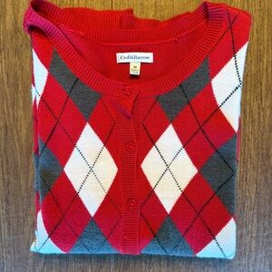 Croft & Barrow Red and Gray Argyle Sweater